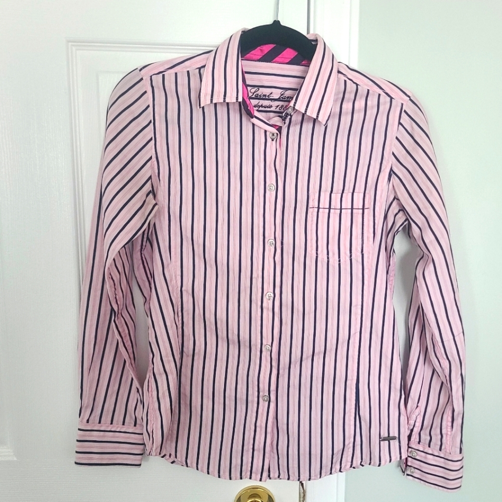Saint James Pink Pinstripe Fitted Button Up